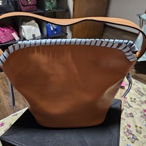 Vera Bradley Brown and Light Blue Shoulder Bag